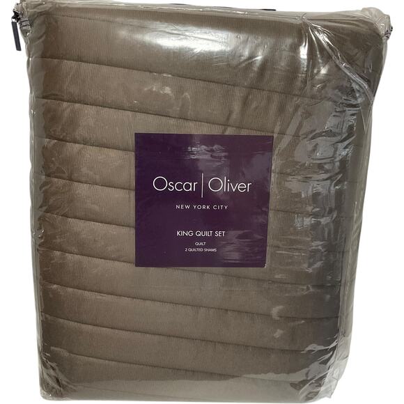 Oscar Oliver Valencia 3 Pc Quilt Set Brown King/California King - Picture 4 of 6